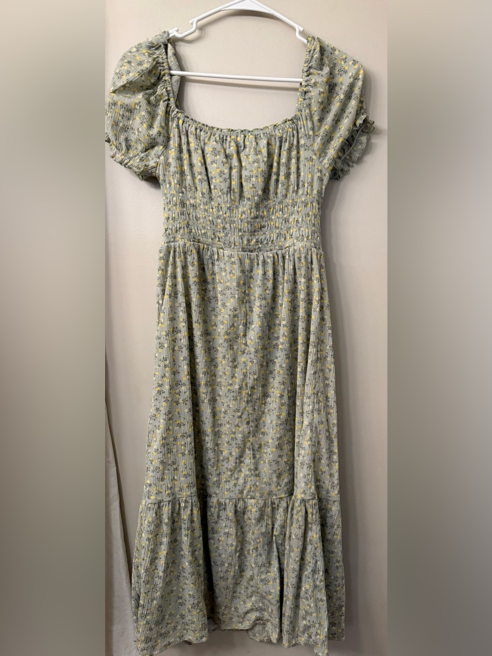 Celebrity Pink Sage Green Floral Maxi Dress with Yellow Blossoms